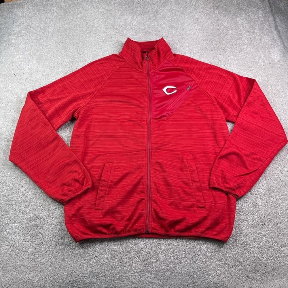 Cincinnati Reds‎ Jacket Mens Large Red Fleece GIII Carl Banks Full Zip MLB
